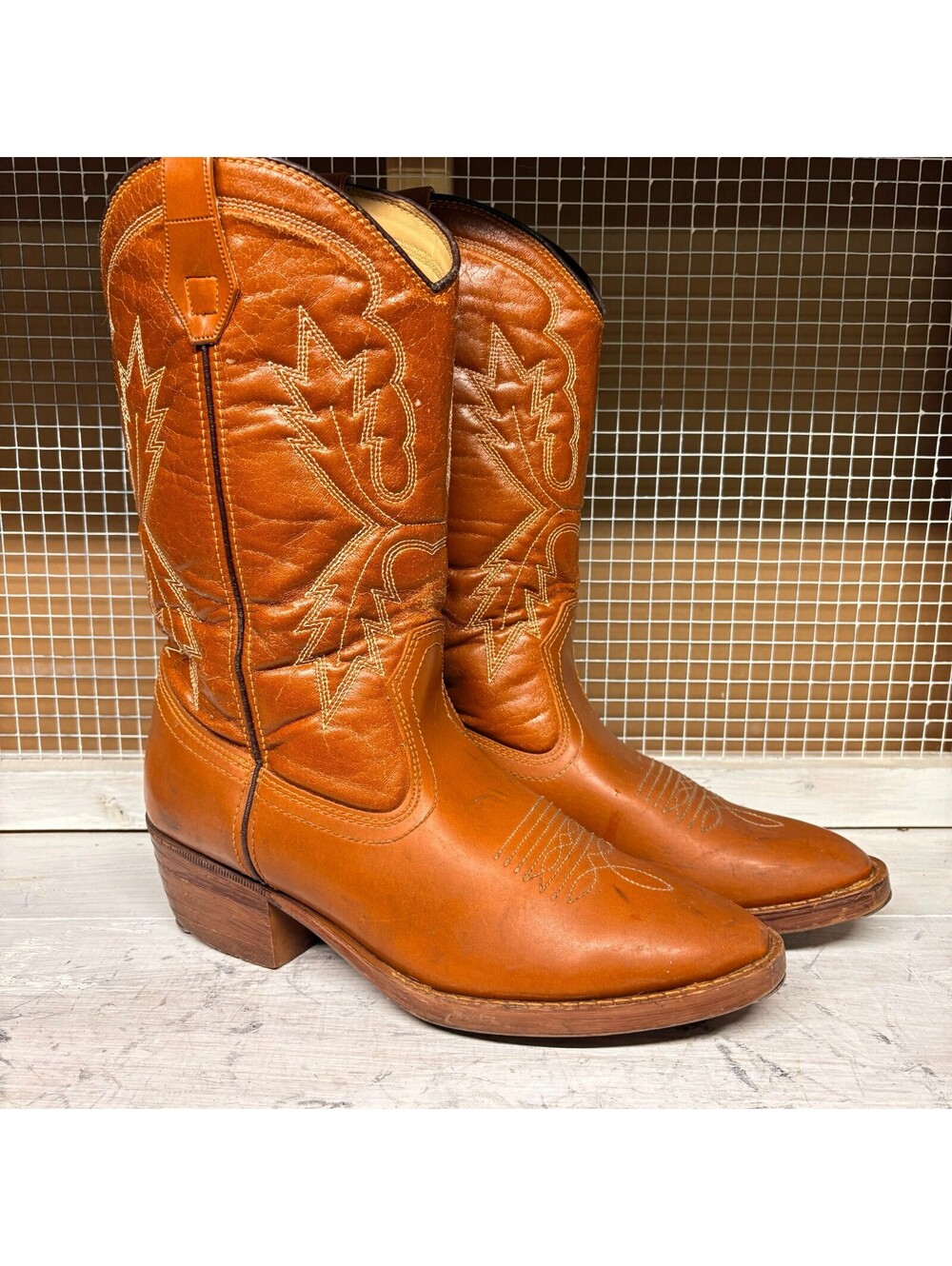 American West Men's Western Cowboy Boots Size 12 Brown Leather